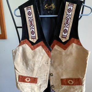 Scully Women’s Leather Western Vest with Beaded Epaulettes Accents